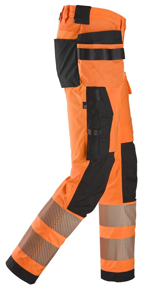 6232 | Snickers | Warnschutz 4-Wege Stretch Hose (High-Vis Kl. 2) mit Holstertaschen in Slim Fit