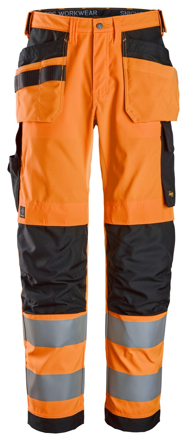 6238 | Snickers | Warnschutz Hose (High-Vis Kl. 2) mit Holstertaschen in Regular Fit