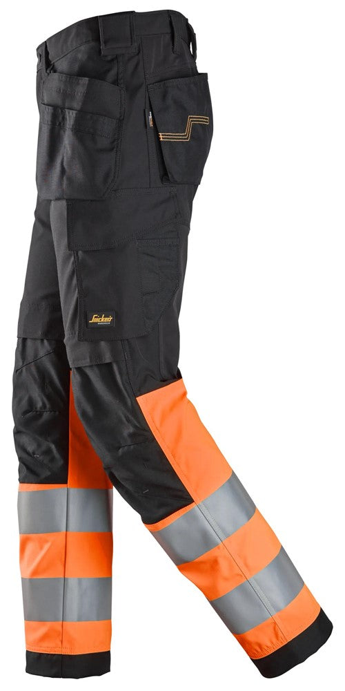 6239 | Snickers | Warnschutz Hose (High-Vis Kl. 1) mit Holstertaschen in Regular Fit