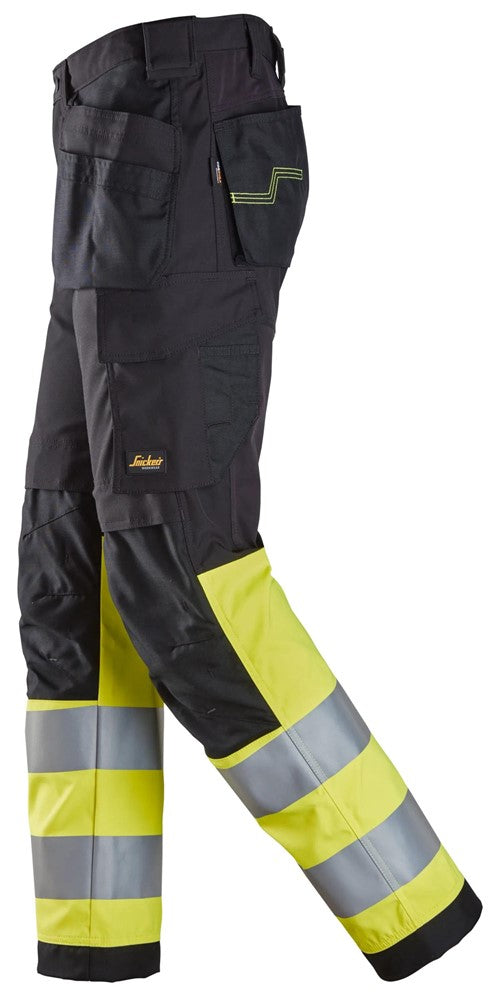 6239 | Snickers | Warnschutz Hose (High-Vis Kl. 1) mit Holstertaschen in Regular Fit