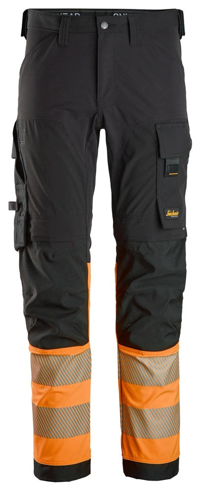 6335 | Snickers | Warnschutz 4-Wege Stretch Hose (High-Vis Kl. 1) in Slim Fit