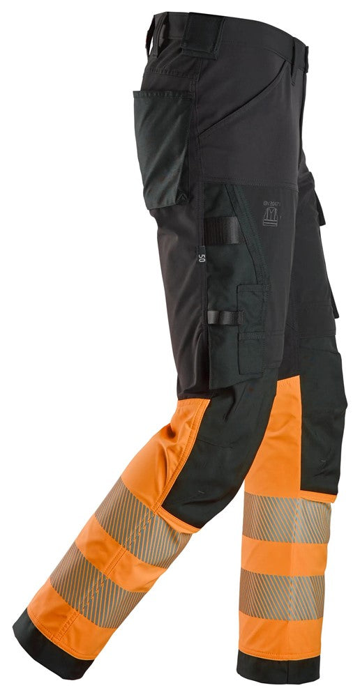 6335 | Snickers | Warnschutz 4-Wege Stretch Hose (High-Vis Kl. 1) in Slim Fit