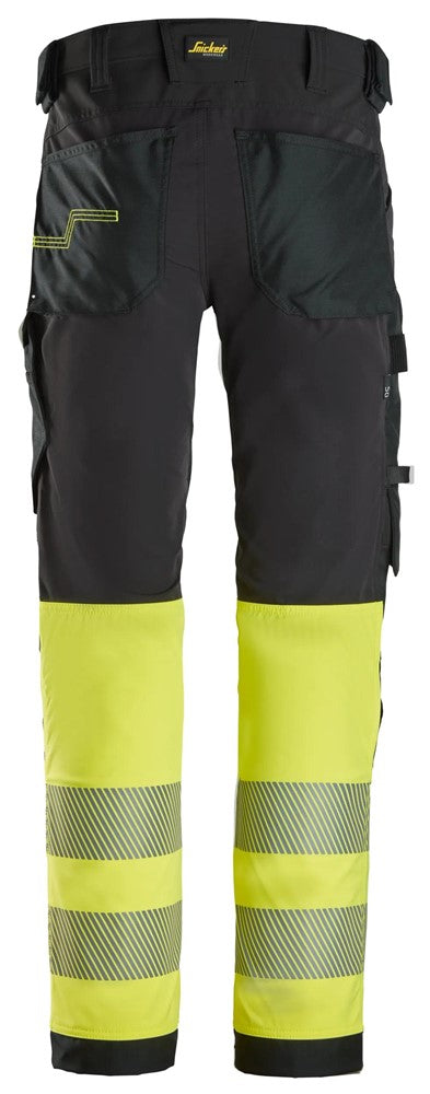 6335 | Snickers | Warnschutz 4-Wege Stretch Hose (High-Vis Kl. 1) in Slim Fit