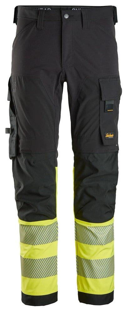 6335 | Snickers | Warnschutz 4-Wege Stretch Hose (High-Vis Kl. 1) in Slim Fit