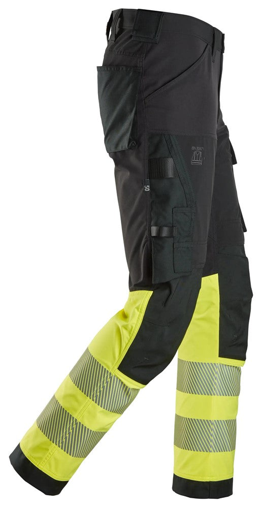 6335 | Snickers | Warnschutz 4-Wege Stretch Hose (High-Vis Kl. 1) in Slim Fit