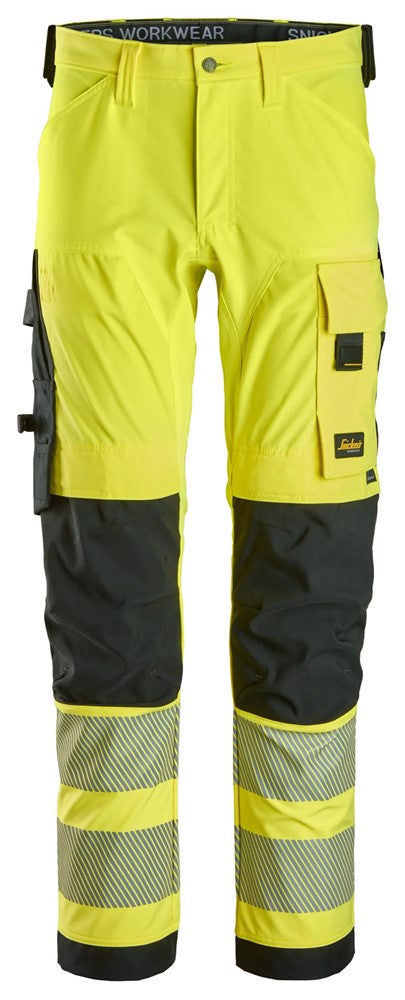 6336 | Snickers | Warnschutz 4-Wege Stretch Hose (High-Vis Kl. 2) in Slim Fit