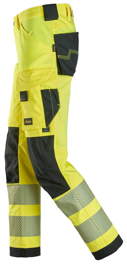 6336 | Snickers | Warnschutz 4-Wege Stretch Hose (High-Vis Kl. 2) in Slim Fit