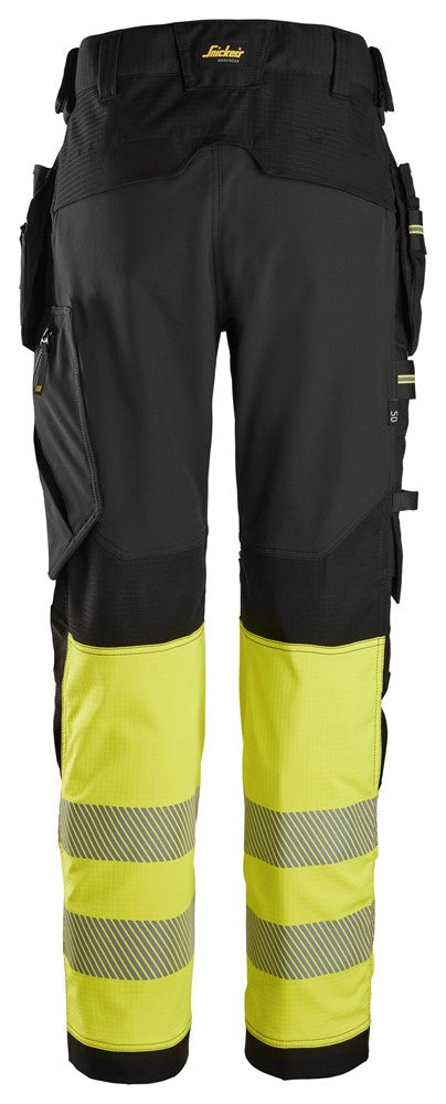 6934 | Snickers | Warnschutz Stretch-Hose (High-Vis Kl. 1) mit Holstertaschen in Slim Fit