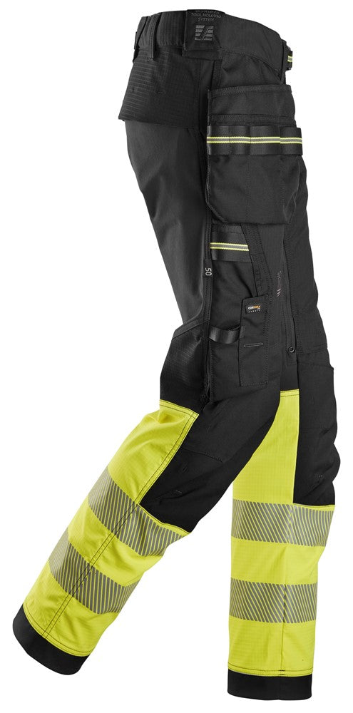 6934 | Snickers | Warnschutz Stretch-Hose (High-Vis Kl. 1) mit Holstertaschen in Slim Fit